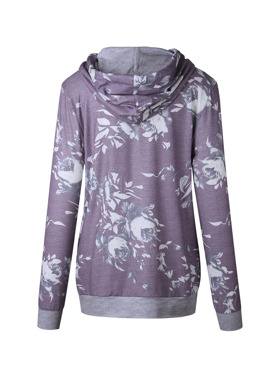 Woman Daily Grey Blossom Baseball Floral Hoodies