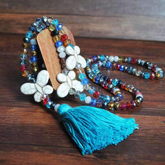 Vintage Casual Crystal Tassel Turquoise Necklaces for Women