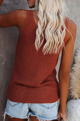 Casual Solid V Neck Tops Vests