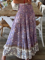 small flower printed long skirts