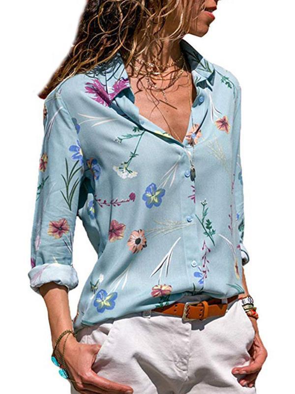 Women Fashion Printed Long sleeve blouses