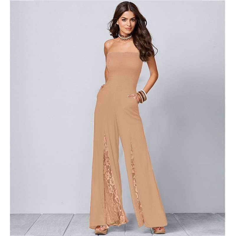 Fashion One shoulder Lace Hollow out Jumpsuits