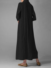 Fashion Pure Shawl collar Long sleeve Maxi Dresses
