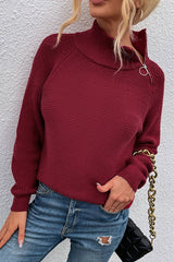 Fashion Casual Solid Split Joint Turtleneck Tops