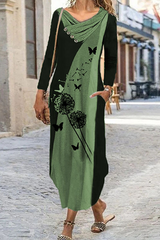 Casual Print Split Joint  Contrast Irregular Dress Dresses