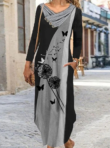 Casual Print Split Joint  Contrast Irregular Dress Dresses