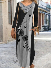 Casual Print Split Joint  Contrast Irregular Dress Dresses