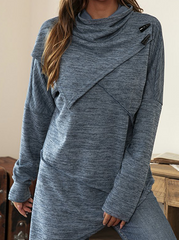 Casual Solid Patchwork Asymmetrical Scarf Collar Tops