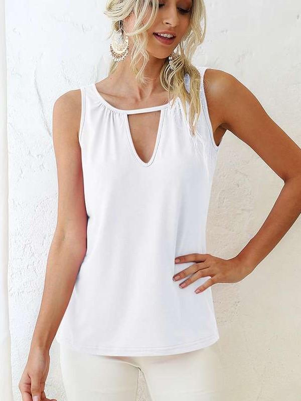 Fashion Pure V neck Sleeveless T-Shirts