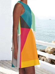 Casual Gored print Round neck Sleeveless Shift Dresses