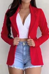 Fashion Casual Solid Cardigan Turndown Collar Outerwear