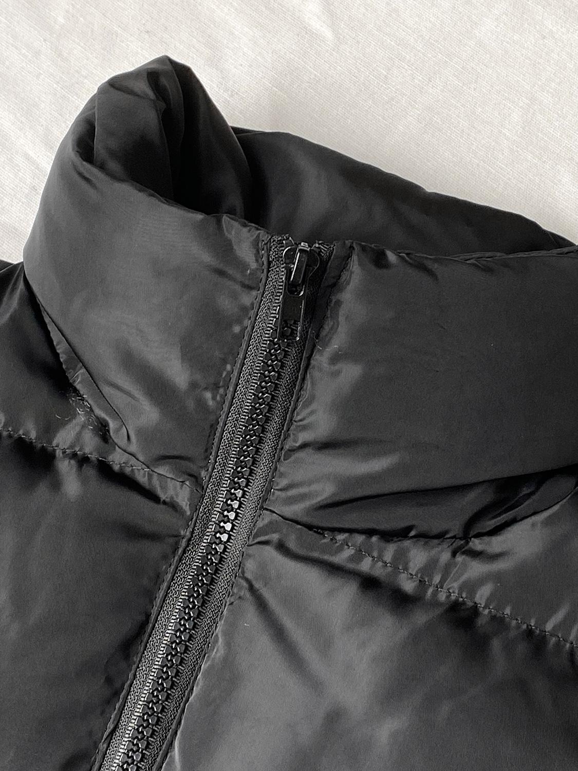 Solid Zip Up Crop Puffer Jacket for Women