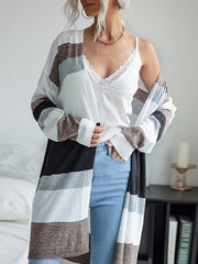 Color Block Drop Shoulder Knit Cardigan