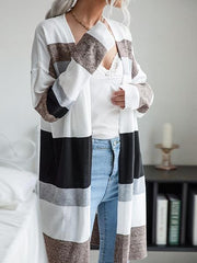Color Block Drop Shoulder Knit Cardigan