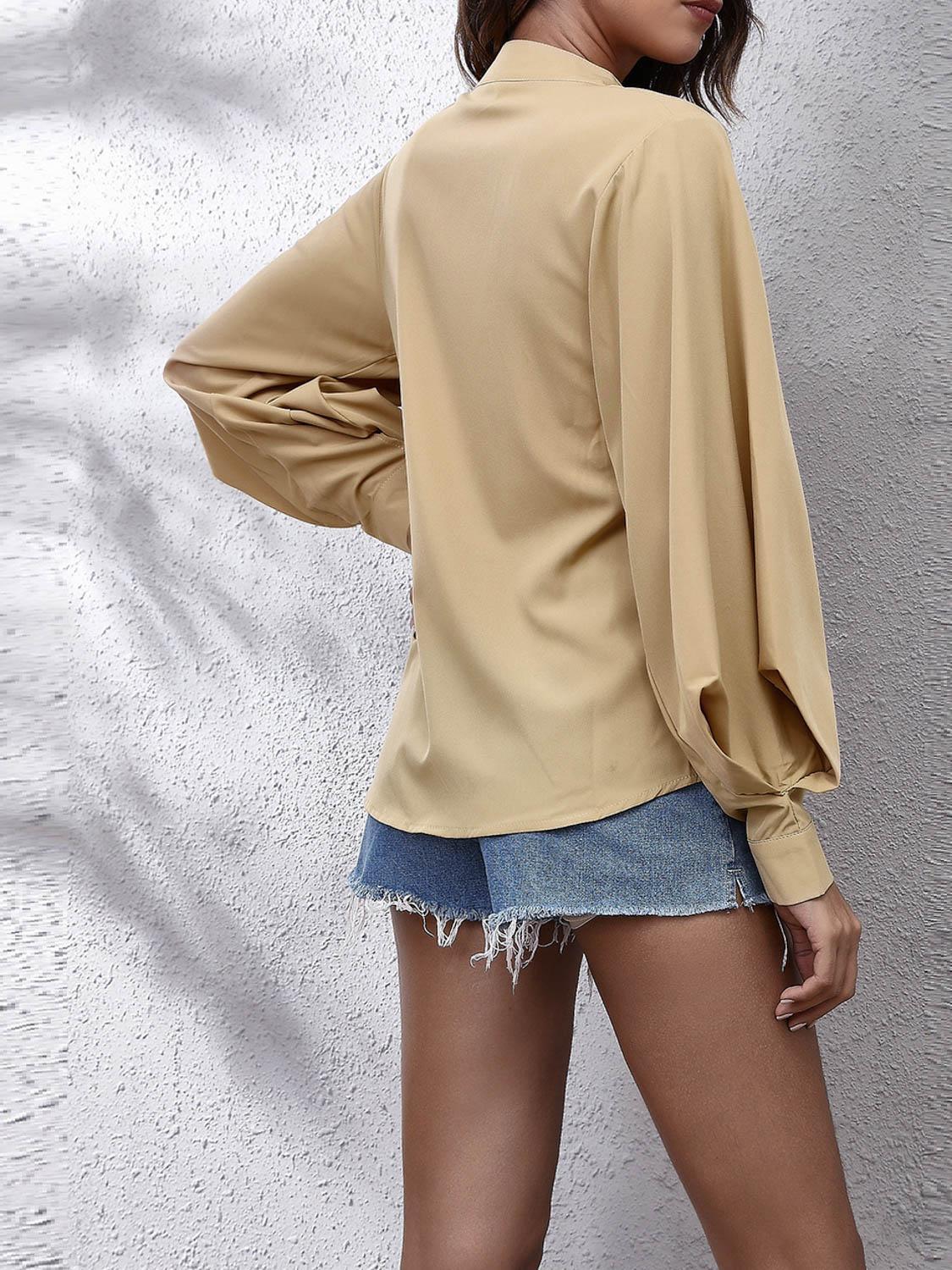 Single Breasted Lantern Sleeve Shirt Blouses