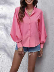 Single Breasted Lantern Sleeve Shirt Blouses