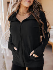 Zip Up Pocket Side Hooded Jacket
