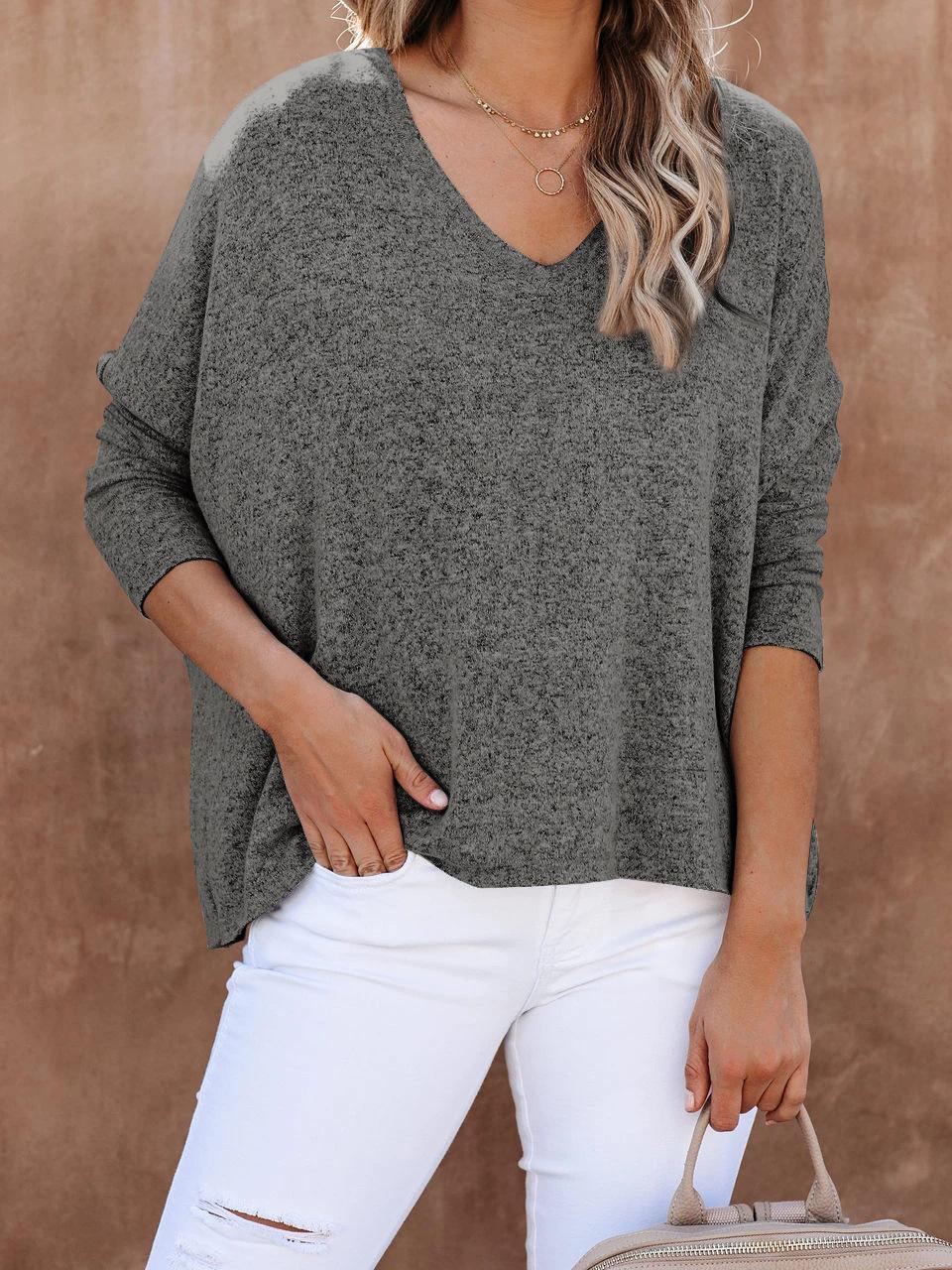 Solid Batwing Sleeve Loose Top T-shirts