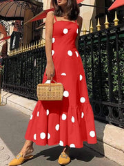 Sexy Polka Dot Sling Sleeveless Maxi Dresses