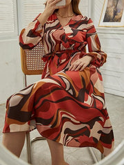 Allover Print V Neck Dress