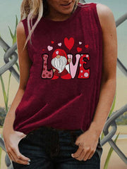 Solid Letter & Heart Graphic Tank Shirts Vests