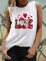 Solid Letter & Heart Graphic Tank Shirts Vests