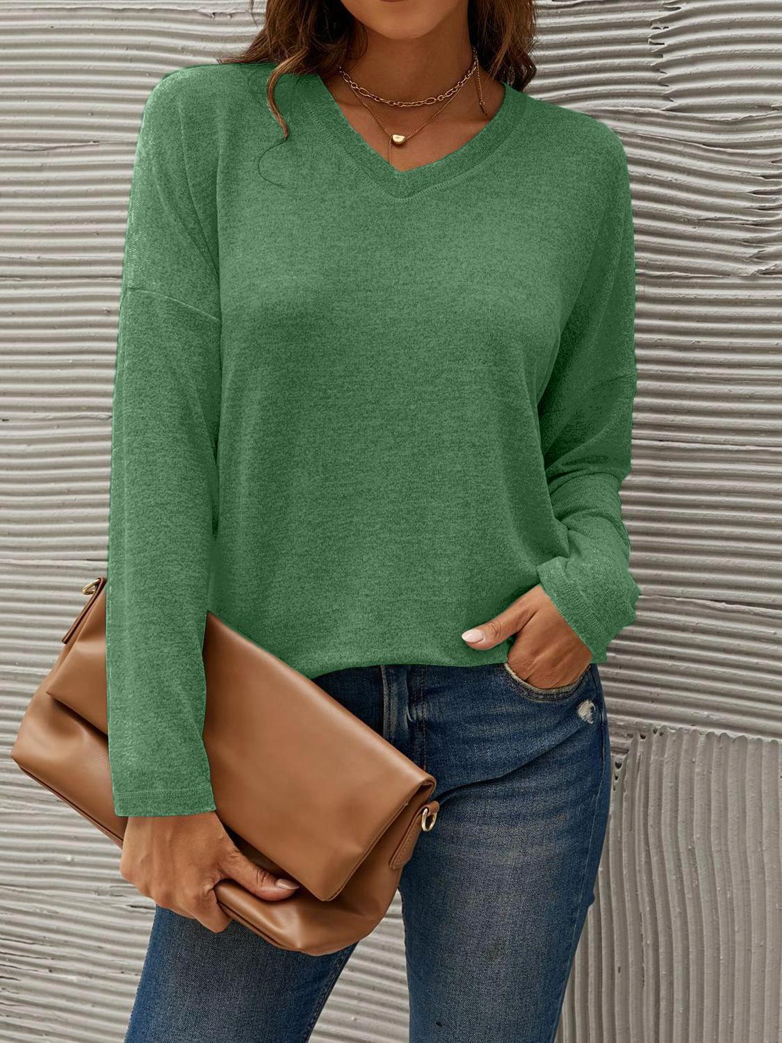 Solid Batwing Sleeve Loose Top T-shirts