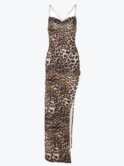 Sexy Leopard Print Split Cami Dress