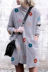 Casual Print Split Joint Half A Turtleneck Straight Dresses