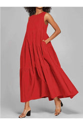 Casual Pure Round neck Sleeveless Gored Maxi Dresses