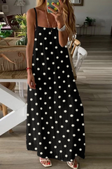 Casual Print Split Joint Spaghetti Strap Straight Dresses Maxi Dresses