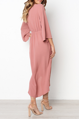 Casual Solid Split Joint O Neck Irregular Dress Maxi Dresses