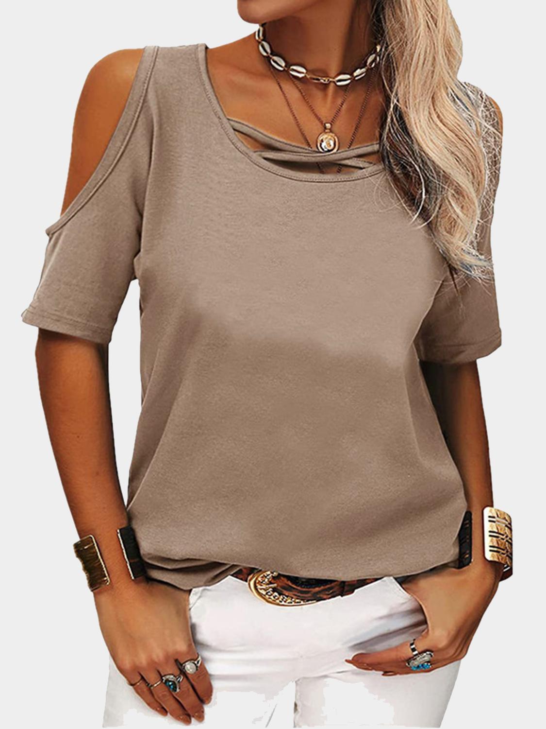 Solid Cold shoulder T-shirt