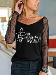 Sequin Decor Mesh Stitch T-shirt