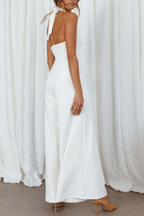 Casual Solid Split Joint Halter Loose Jumpsuits