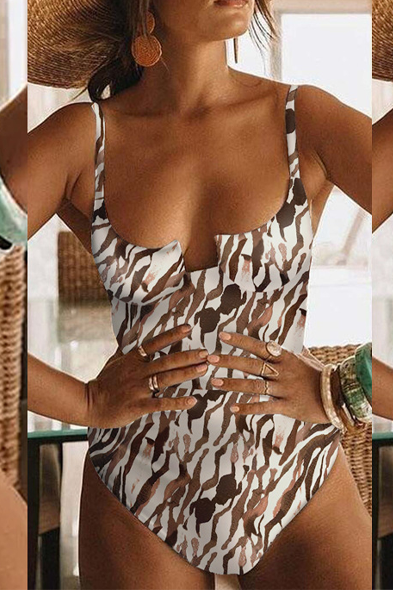 Vacation Print Split Joint Backless Swimwears(5 colors)