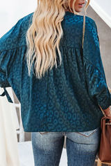 Fashion Leopard Patchwork V Neck Tops Blouses