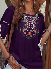 Casual Print Patchwork O Neck T-Shirts(5 colors)