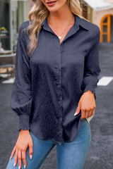 Casual Print Patchwork Turndown Collar Tops Blouses