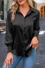 Casual Print Patchwork Turndown Collar Tops Blouses