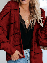 Casual Solid Patchwork Cardigan Collar Tops Sweaters & Cardigans