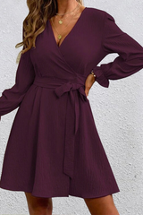 Casual Solid Patchwork V Neck Waist Skirt Dresses