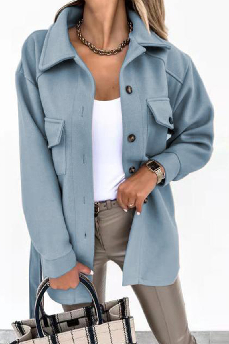 Casual Solid Patchwork Turndown Collar Outerwear Jackets