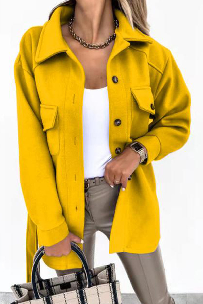 Casual Solid Patchwork Turndown Collar Outerwear Jackets