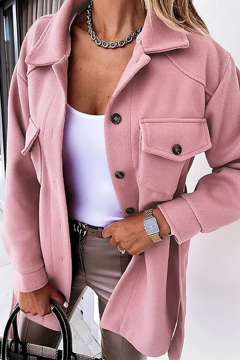 Casual Solid Patchwork Turndown Collar Outerwear Jackets