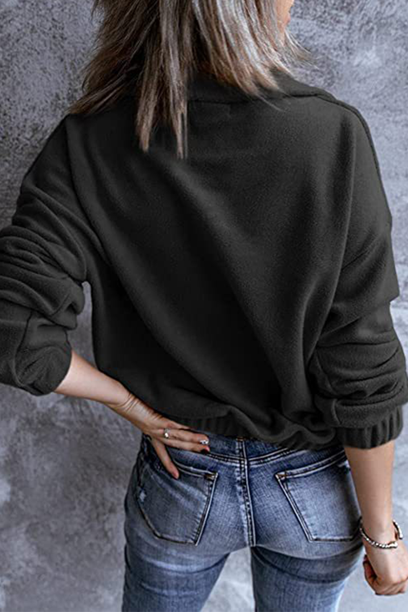 Casual Solid Zipper Collar Tops(6 Colors) Sweatshirts