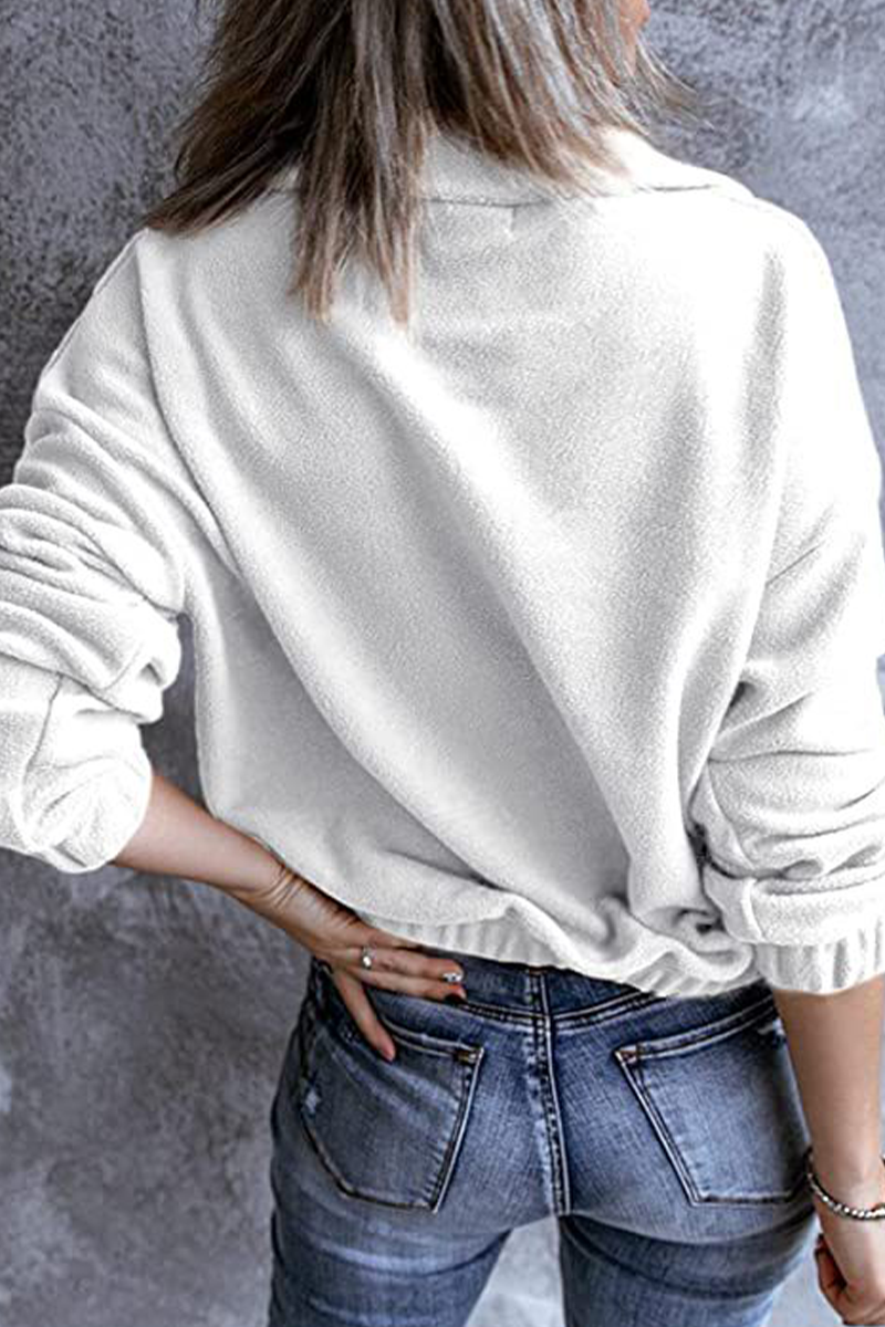 Casual Solid Zipper Collar Tops(6 Colors) Sweatshirts
