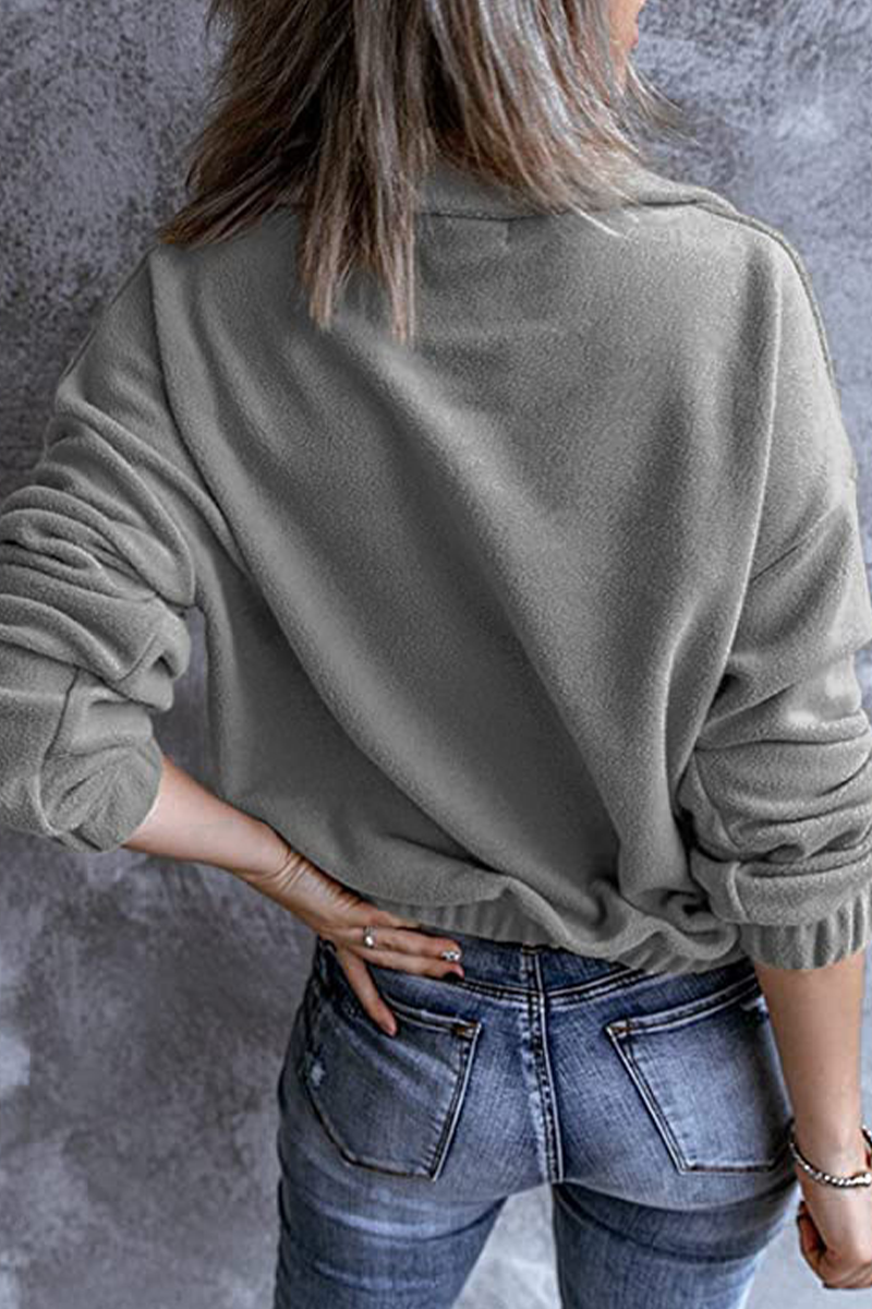 Casual Solid Zipper Collar Tops(6 Colors) Sweatshirts