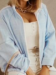 Casual Plaid Patchwork Turndown Collar Outerwear Jackets