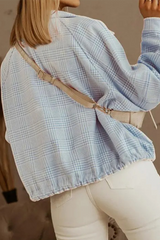 Casual Plaid Patchwork Turndown Collar Outerwear Jackets
